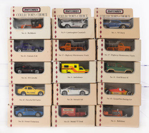 MATCHBOX: A collection of fifteen Matchbox 'Collector's Choice' cars including Ferrari F40, Lamborghini Countach, Porsche 944 Turbo; all limited editions of 10,000; all mint and boxed.