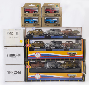 MATCHBOX: A group of ten Holden FJ Panel Vans and cars by Matchbox including 'Pioneer Distributors' FJ Panel vans, three giftsets; all mint and boxed.