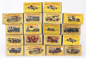 MATCHBOX: An assortment of Matchbox "Models of Yesteryear" models in all-card boxes including Y-5 1929 Bentley 4.5 litre(s), Y-6 1913 Cadillac, Y-16 1904 Spyker Tourer; all mint and boxed.