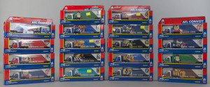 MATCHBOX: Eighteen Matchbox 1998 AFL Convoy trucks including Hawks, Bombers and Magpie teams; all mint and boxed.