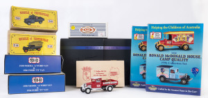MATCHBOX: Nine Matchbox items including "Models of Australian Art", two sets of Ronald McDonald House models, Dinky Delahaye 145 Code 2 model; all mint and boxed.
