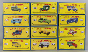 MATCHBOX: Twelve Matchbox "Models of Yesteryear" including Y22, Y30, ATM05, ATM08, ATM09, ATM10, C2TF8, C2TF10, YAL-10, YCL-02, YCH09, YTC02; all mint and boxed.