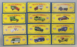 MATCHBOX: Twelve Matchbox Code 2 models including Y-12, Y13, Y14, Y-18, ATM 03-04, CT2TF9, C2TF11, YCL-01, YCL-03, YCH-09; all mint and boxed.