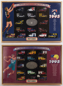 MATCHBOX: Two framed Matchbox car sets including 1995 Limited Edition Club Car Collectibles from AFL and NBL; all mint.