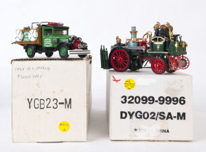 MATCHBOX: Two Matchbox items including "Models of Yesteryear" Y43 Busch Self Propelled Fire Engine with dark green body, brass boiler collar and pipes, red wheels, mint with box.