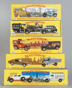 MATCHBOX: Five Matchbox Major Packs including M-10, M-17, M-18, M-19, M-21; all mint and boxed.