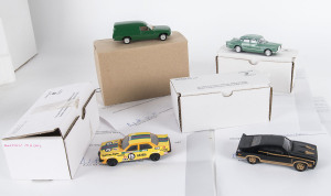 TRAX: Four pre-production 1/43 scale models including TR35C R Series Valiant (Sage Green);TR28E A9X Torana Janson/Perkins Early Colour Trial Model; TR31 HZ Holden Kingswood Panel Van; TR10C XC Cobra Phantom Edition. Each with Top Gear certificate of authe