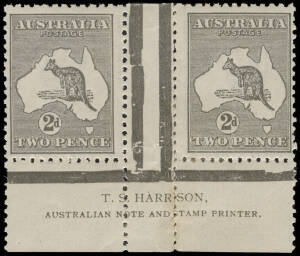 2d Grey, (Die 2A), Harrison imprint pair, R unit with variety "Missing inner frameline left of 'T' of TWO"; BW.8ze: Cat.$1850. Perf. reinforcement.