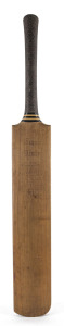 JACK HOBBS IN AUSTRALIA 1936/37 An ALAN KIPPAX "Super Driver" full-sized cricket bat, signed in the ownership position (upper right rear shoulder) by the great England batsman, J.B. Hobbs. Headed "M.C.C. Australian Tour 1936/7" Hobbs used the bat to collect the signatures of the Australian and English teams.