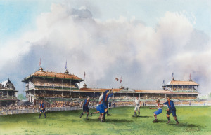 CROMPTON, Paul, THE MELBOURNE CRICKET GROUND: circa 1907, "The M.C.G.", watercolour, signed at lower right, 34 x 52.5cm framed and glazed