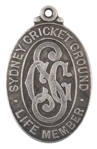 SYDNEY CRICKET GROUND - LIFE MEMBERSHIP BADGE FOR J.O. FAIRFAXJames Oswald Fairfax (later, Sir) 1863 - 1928, third son of James Reading Fairfax,  was born in Sydney and educated at Sydney Grammar School and Balliol College, Oxford (B.A., 1885); he was cal