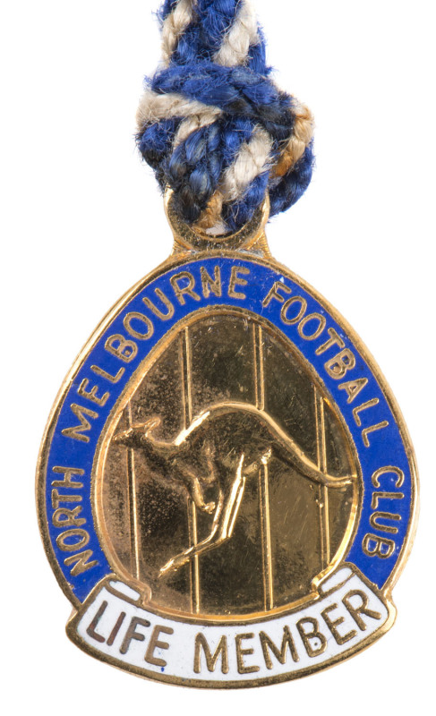 NORTH MELBOURNE: Life Membership badge,circa 1977. With original lanyard.