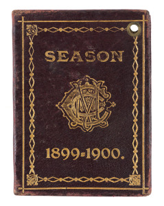 MELBOURNE CRICKET CLUB 1899-1900 Membership ticket "159" in reddish-brown leather with gold embossed MCC symbol and season details and inside with printed details and spaces for the signatures of the member (W.G.Russell), the Hon. Treasurer (C.H.Ross) and