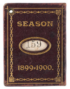 MELBOURNE CRICKET CLUB 1899-1900 Membership ticket "159" in reddish-brown leather with gold embossed MCC symbol and season details and inside with printed details and spaces for the signatures of the member (W.G.Russell), the Hon. Treasurer (C.H.Ross) and - 2