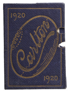 CARLTON 1920 Membership Card (#3909 for Mr Gregory of Stewart St., Brunswick); dark blue with gilt details on cover; office bearers and List of Matches inside. Carlton finished 3rd on the ladder in 1920.