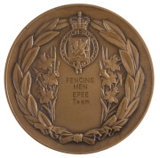 6th BRITISH EMPIRE & COMMONWEALTH GAMES, CARDIFF, WALES, 1958: Bronze Winner's Medal, 44mm, awarded to John Simpson of Australia for Fencing Epee Team and so engraved on reverse. Together with the original box for Simpson's participation medal (which is n - 2