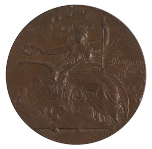 Participation Medal, bronze (by Pittner of Vienna), 50mm, EF, unusually well preserved with sharp edges, beautiful brown colour and lots of original lustre. 
