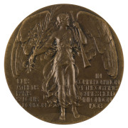 Donor's medal, Bronze, 50mm in original greenish-black presentation case by P. Vaughton & Sons, Birmingham; the case with gilt embossed lettering on the lid "OLYMPIC GAMES OF LONDON, 1908. DONOR."The medal, designed by Bertram Mackennal, depicts on the ob - 2