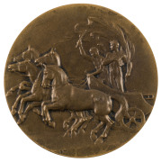 Donor's medal, Bronze, 50mm in original greenish-black presentation case by P. Vaughton & Sons, Birmingham; the case with gilt embossed lettering on the lid "OLYMPIC GAMES OF LONDON, 1908. DONOR."The medal, designed by Bertram Mackennal, depicts on the ob - 3