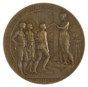 1920 Antwerp VII, Summer Olympics: Participation Medal in bronze, 60mm. 