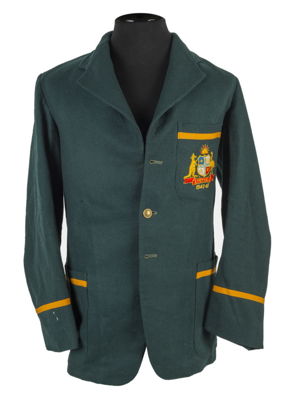 BILL JOHNSTON'S 1947-48 TEST TEAM BLAZER - AUSTRALIA v INDIAWilliam Arras Johnston (1922 – 2007) played in forty Test matches from 1947 to 1955. A left arm pace bowler, as well as a left arm orthodox spinner, Johnston was best known as a spearhead of the