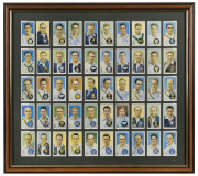 JOHN PLAYER & SONS: "CRICKETERS 1938" complete set (50) attractively presented in a double-glazed frame which facilitates reading the details on the back of each card. Overall 46 x 52cm.