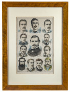 THE ENGLISH ELEVEN, hand coloured full page lithograph from The Australasian Sketcher of 21st December 1878. Framed & glazed, overall 56 x 42cm. - 2