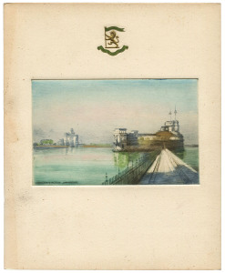 RANJITSINHJI, CRICKETER & INDIAN PRINCE A collection of five greeting cards, each headed with the gilt-embossed crest of Ranjitsinhji, Maharaja of Nawanagar (in present-day Gujarat); each with coloured etching view of one of Ranjitsinhji's palaces of homes in England ; the interiors blank in each case. 20.5 x 16.5. (5 items).Provenance: The Nawanagar Palace Museum Collection.