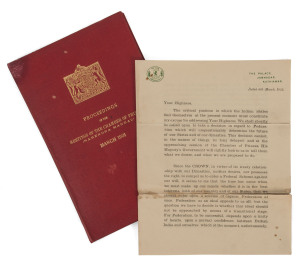 A SIGNED LETTER FROM RANJITSINHJI to KING GEORGE V - 6th March 1932