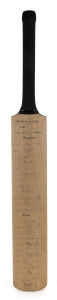 1986 TIED TEST AT MADRAS: Australia v India, full size cricket bat, signed by the Australian Team, 12 signatures including Allan Border, Dean Jones (who scored a legendary double century) & Geoff Marsh, as well as the Indian Team, 12 signatures including 