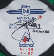 DENNIS LILLEE'S ACB CHAIRMAN'S XI CAP, from the fourth Lilac Hill match - ACB Chairman's XI v New Zealand (the 1st match of the 1993-94 NZ tour of Australia), green with lilac bands, with embroidered Lilac Hill logo on front, signed inside by Dennis Lille - 2