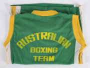 1984 Australian Olympic Boxing Team shirt, with 1986 signed letter to Alan Piper from John Famechon stating that it was given to him prior to the team's departure for the Los Angeles Olympics.   - 2