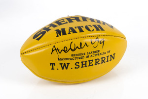 SHANE CRAWFORD, Hawthorn;  signed full-sized Sherrin "Match" football (yellow)