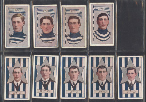 1912-14 SNIDERS & ABRAHAMS: "Australian Footballers", Geelong players from Series G (With Pennant), H (Head in Star) and I (Head in Shield), (17). Mixed condition.