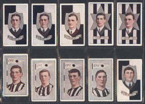 1912-14 SNIDERS & ABRAHAMS: "Australian Footballers", Collingwood players from Series G (With Pennant), H (Head in Star) and I (Head in Shield), (10). Slight duplication; mixed condition.