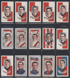 1912-14 SNIDERS & ABRAHAMS: "Australian Footballers", South Melbourne players from Series G (With Pennant), H (Head in Star) and I (Head in Shield) also 4 Melbourne players (Total 15).Slight duplication, mixed condition.