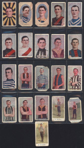 1904-12 SNIDERS & ABRAHAMS: football cards, noted 1904 (3), 1907 (7), 1908 (2), 1909 (6), 1910 (2) & 1911-12 (1). Mixed condition. (Total: 21).