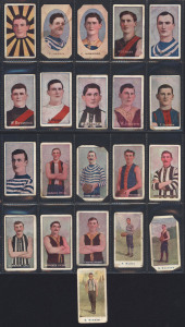 1904-12 SNIDERS & ABRAHAMS: football cards, noted 1904 (3), 1907 (7), 1908 (2), 1909 (6), 1910 (2) & 1911-12 (1). Mixed condition. (Total: 21).