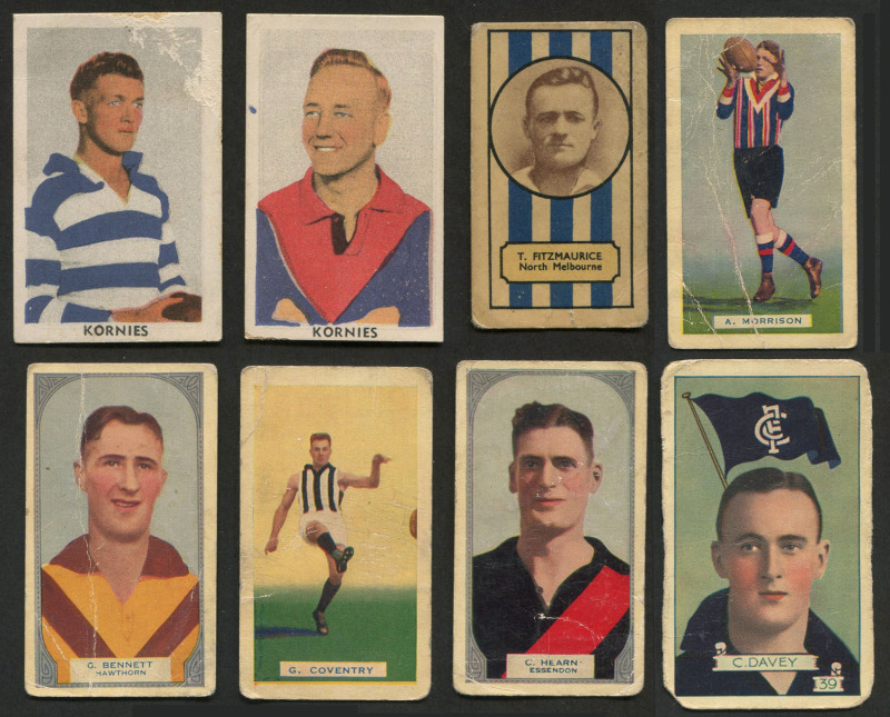 A small range, mainly football related; the best item being an Ellis-Clark "T.FITZMAURICE North Melbourne" card. (27 items).