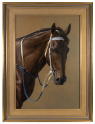 BLACK CAVIAR: Brett Jarrett, "Black Caviar", oil on canvas, signed "Brett Jarrett" lower right, framed, overall 108x145cm - 2