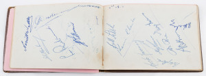 COLLINGWOOD: 1953-56 autograph book containing a double page headed "Collingwood 1st 18" including Lou Richards, Bob Rose, Mick Twomey, Kevin Clarke and Gordon Hocking; also, a section titled "XVIth OLYMPIAD MELBOURNE 1956 - Autographs of Competitors coll