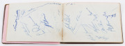COLLINGWOOD: 1953-56 autograph book containing a double page headed "Collingwood 1st 18" including Lou Richards, Bob Rose, Mick Twomey, Kevin Clarke and Gordon Hocking; also, a section titled&nbsp;"XVIth OLYMPIAD MELBOURNE 1956 - Autographs of Competitors coll