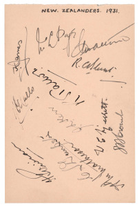 NEW ZEALAND: 1931-2004 collection of team sheets and autograph pages, comprising an autograph page signed by 12 of the squad in England in 1931, a 1965 official team sheet for the Tour to India, Pakistan and the U.K., a 1978 official team sheet for the tour to the U.K., a 1979 official team sheet for the Prudential Cup (UK); the 1980-81 Australian Tour; April 1989 the NZ Team v Western Australia; the 1990 U.K. Tour team; the 1993/4 Team to Australia (2 different teams); etc. (13 items)