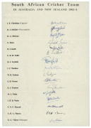 SOUTH AFRICA: 1931-2003 collection of (21) team sheets or autograph pages. A wonderful collection which includes the team to Australia 1931/32; the team to Australia 1935/36; the team to England in 1947; the England & South African teams at Old Trafford J - 2