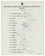 SOUTH AFRICA: 1931-2003 collection of (21) team sheets or autograph pages. A wonderful collection which includes the team to Australia 1931/32; the team to Australia 1935/36; the team to England in 1947; the England & South African teams at Old Trafford J - 3