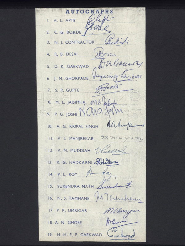 THE 1949-61 scrapbook, companion to the previous item. Includes the 1959 Indian Team to England, the Oxford University team and County teams of the period including Middlesex 1959, Sussex 1958, Hampshire, Somerset, Glamorgan, Derbyshire, Gloucestershire a