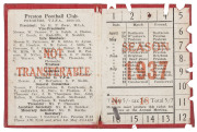 PRESTON FOOTBALL CLUB: 1933 & 1937 Season Tickets; numbered #12 and #18 respectively; the first inscribed for Mr. T. Freeman who is included in the list of LIFE MEMBERS printed within each ticket.&nbsp;The legendary Roy Cazaly was captain and coach of Preston - 4