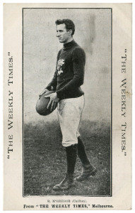 The Weekly Times: circa 1910 "Victorian Footballers" series - R. McGregor (Carlton). Fine Unused.