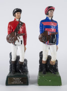 RUSSIA: Jockey statue, 31cm tall, with plaque on base "The Colours of "Russia", Winner of the 1946 Melbourne Cup" together with a second unidentified jockey