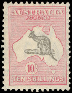 10/- Grey & Pink with variety "Open mouthed kangaroo"; BW.50(V)v, MVLH, fine and fresh. Cat.$1450.